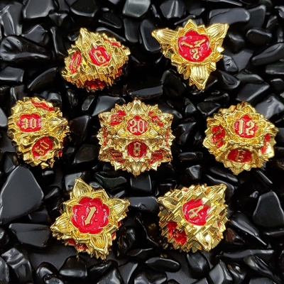 Lotus Metal Dice Set DND Dungeons And Dragons TRPG Polyhedral COC D6 Trò chơi