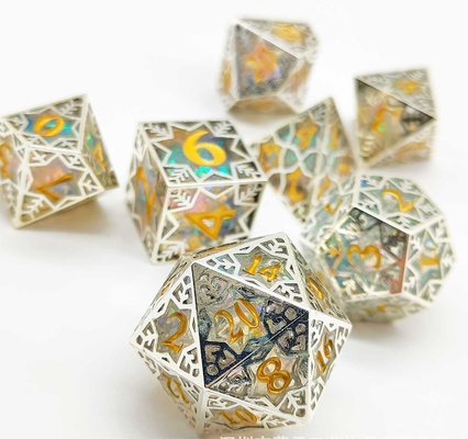 Bàn đá kim loại kim loại bạc Resin Dice Set DND#RPG#COC Dungeon And Dragon