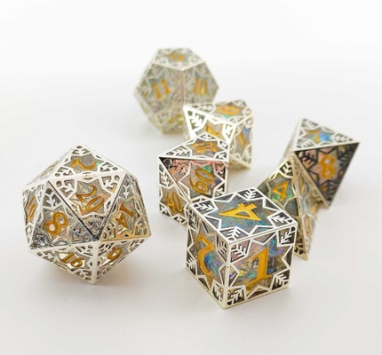 Bàn đá kim loại kim loại bạc Resin Dice Set DND#RPG#COC Dungeon And Dragon