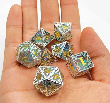 Bàn đá kim loại kim loại bạc Resin Dice Set DND#RPG#COC Dungeon And Dragon