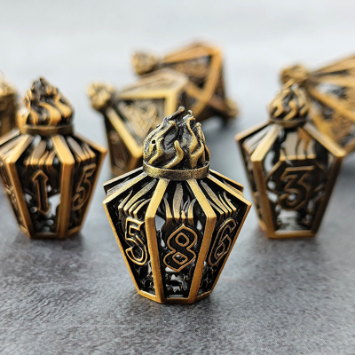 Bird Cage Hollow Multi Face Metal Dice Of Bade Gate Dungeon Và DND#RPG