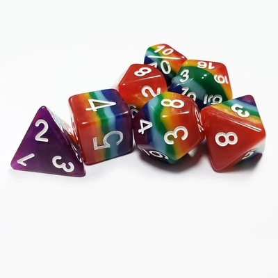 7 Lớp cầu vồng tay làm từ nhựa Dice Crusson And Dungeon DND#RPG