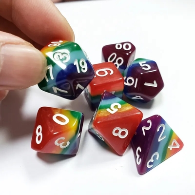 7 Lớp cầu vồng tay làm từ nhựa Dice Crusson And Dungeon DND#RPG