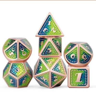 Dragon Scale Solid Metal Dice Set Multi Color DND RPG Màu sáng