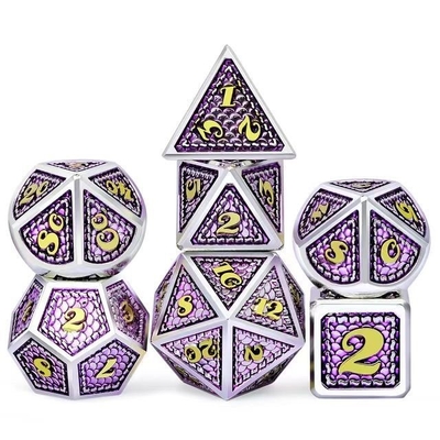 Dragon Scale Solid Metal Dice Set Multi Color DND RPG Màu sáng