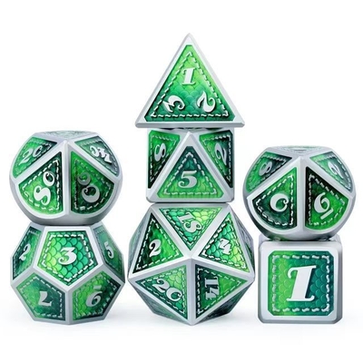 Dragon Scale Solid Metal Dice Set Multi Color DND RPG Màu sáng