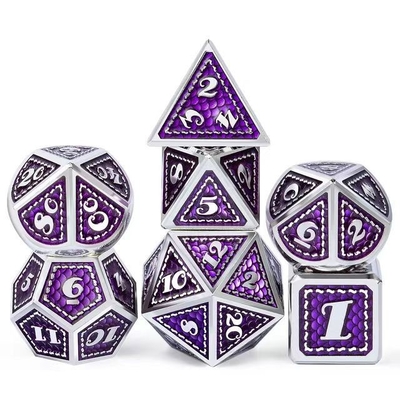 Dragon Scale Solid Metal Dice Set Multi Color DND RPG Màu sáng