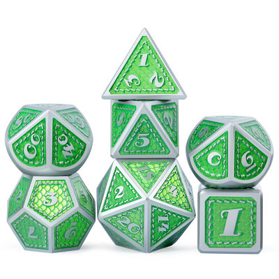 Dragon Scale Solid Metal Dice Set Multi Color DND RPG Màu sáng
