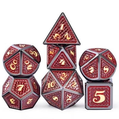 Dragon Scale Solid Metal Dice Set Multi Color DND RPG Màu sáng