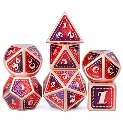 Dragon Scale Solid Metal Dice Set Multi Color DND RPG Màu sáng