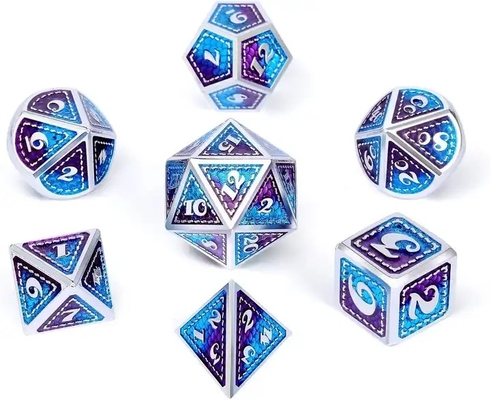 Dragon Scale Solid Metal Dice Set Multi Color DND RPG Màu sáng