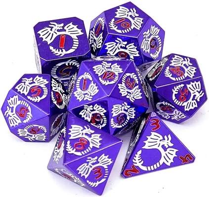 Đặt xúc xắc kim loại rắn đa mặt DND RPG Đồ chơi bảng Dragon Crucho bay đầy màu sắc