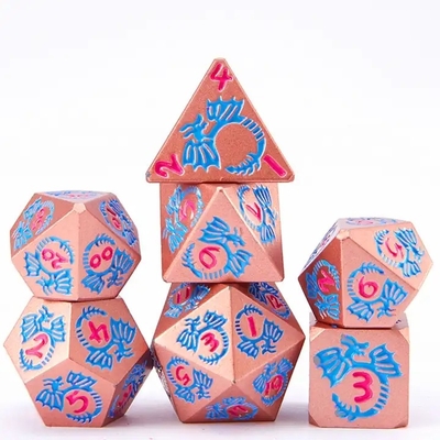 Đặt xúc xắc kim loại rắn đa mặt DND RPG Đồ chơi bảng Dragon Crucho bay đầy màu sắc