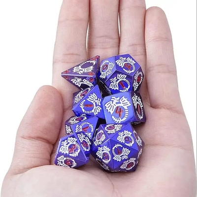 Đặt xúc xắc kim loại rắn đa mặt DND RPG Đồ chơi bảng Dragon Crucho bay đầy màu sắc
