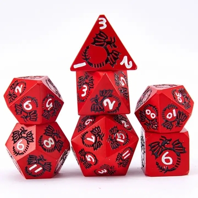 Đặt xúc xắc kim loại rắn đa mặt DND RPG Đồ chơi bảng Dragon Crucho bay đầy màu sắc