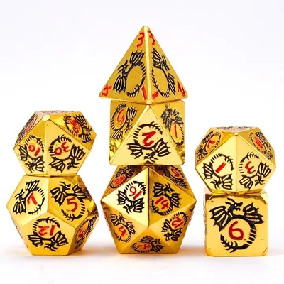 Đặt xúc xắc kim loại rắn đa mặt DND RPG Đồ chơi bảng Dragon Crucho bay đầy màu sắc