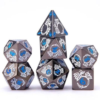 Đặt xúc xắc kim loại rắn đa mặt DND RPG Đồ chơi bảng Dragon Crucho bay đầy màu sắc