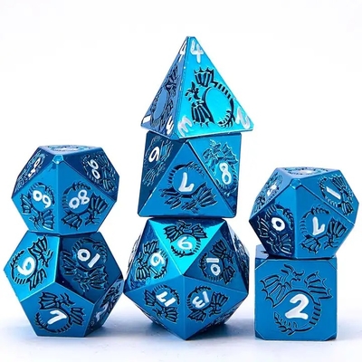 Đặt xúc xắc kim loại rắn đa mặt DND RPG Đồ chơi bảng Dragon Crucho bay đầy màu sắc