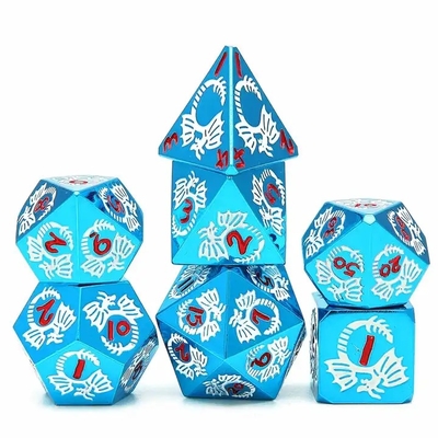 Đặt xúc xắc kim loại rắn đa mặt DND RPG Đồ chơi bảng Dragon Crucho bay đầy màu sắc