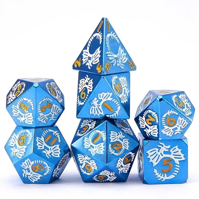 Đặt xúc xắc kim loại rắn đa mặt DND RPG Đồ chơi bảng Dragon Crucho bay đầy màu sắc