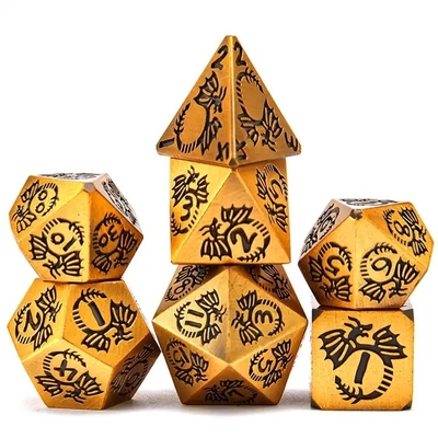 Đặt xúc xắc kim loại rắn đa mặt DND RPG Đồ chơi bảng Dragon Crucho bay đầy màu sắc