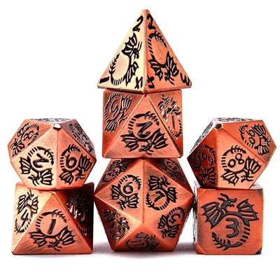 Đặt xúc xắc kim loại rắn đa mặt DND RPG Đồ chơi bảng Dragon Crucho bay đầy màu sắc