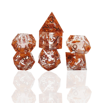 Yellow Flurry Line RPG Resin Dice Set Krusu DND Cho quà tặng và bộ sưu tập