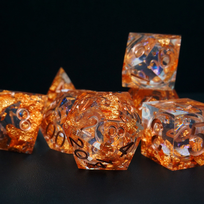 Yellow Flurry Line RPG Resin Dice Set Krusu DND Cho quà tặng và bộ sưu tập