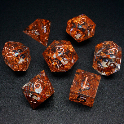 Yellow Flurry Line RPG Resin Dice Set Krusu DND Cho quà tặng và bộ sưu tập