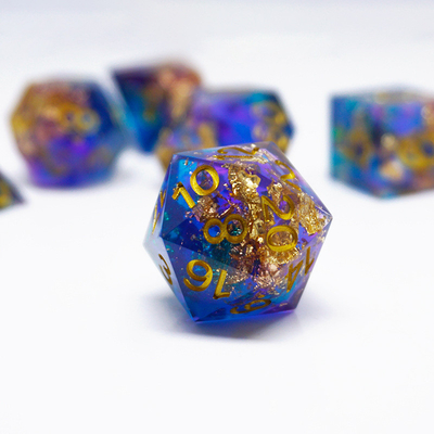 Blue Gold Foil Nhựa Dice Set Tùy chỉnh Nhiều màu sắc#Rpg#Dnd#Coc