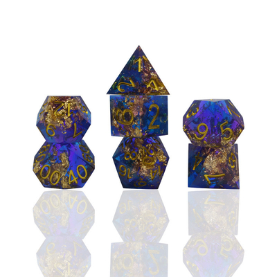 Blue Gold Foil Nhựa Dice Set Tùy chỉnh Nhiều màu sắc#Rpg#Dnd#Coc