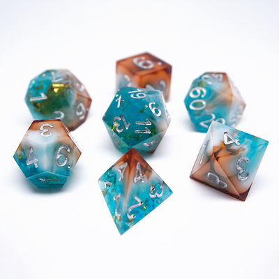 Gold Foil Resin Dice Set Đồ chơi trên bàn đa mặt kỹ thuật số #Rpg#Dnd#Coc