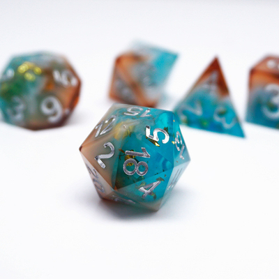 Gold Foil Resin Dice Set Đồ chơi trên bàn đa mặt kỹ thuật số #Rpg#Dnd#Coc