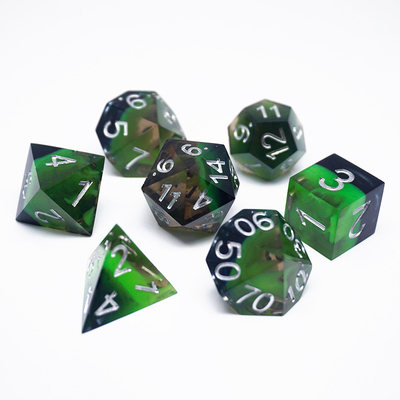 Green nhựa kỹ thuật số đặt xúc xắc nhiều mặt trò chơi máy tính bảng xúc xắc#rpg#dnd#coc