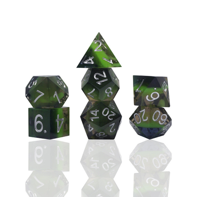 Green nhựa kỹ thuật số đặt xúc xắc nhiều mặt trò chơi máy tính bảng xúc xắc#rpg#dnd#coc