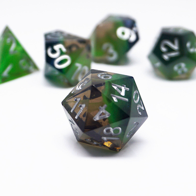 Green nhựa kỹ thuật số đặt xúc xắc nhiều mặt trò chơi máy tính bảng xúc xắc#rpg#dnd#coc