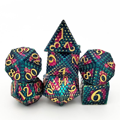 Trò chơi máy tính để bàn đa mặt Python Texture Metal Dice Set#Dnd#Coc