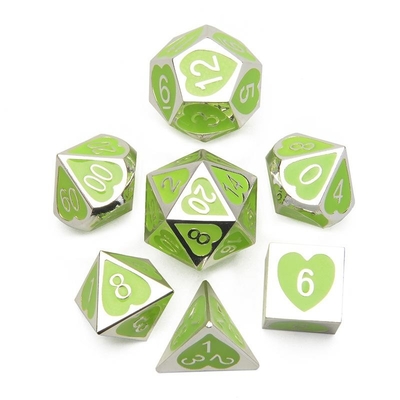 Green Peach Heart Metal Multi -Flag RPG Dice Set Dnd Coc Phong cách sang trọng