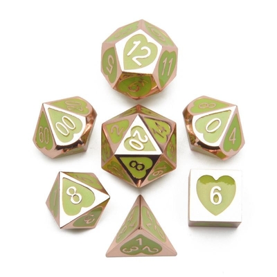Green Peach Heart Metal Multi -Flag RPG Dice Set Dnd Coc Phong cách sang trọng