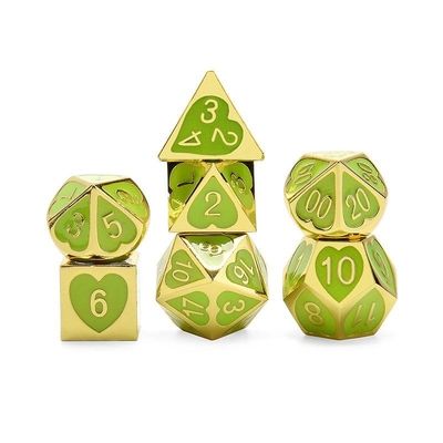Green Peach Heart Metal Multi -Flag RPG Dice Set Dnd Coc Phong cách sang trọng