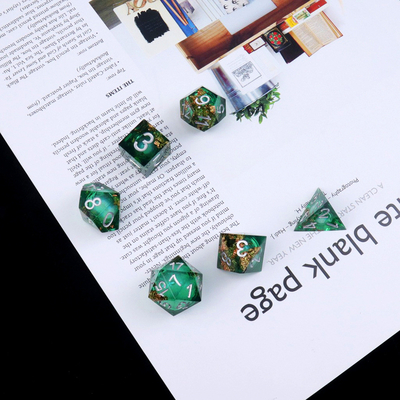 Green foil vàng nhựa tự nhiên nhiều mặt trò chơi máy tính để bàn Dice Border Gate