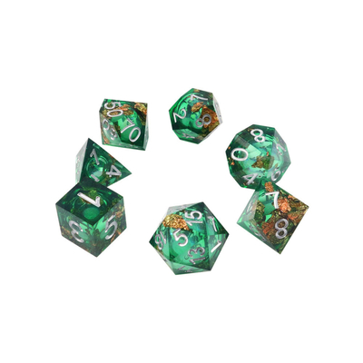 Green foil vàng nhựa tự nhiên nhiều mặt trò chơi máy tính để bàn Dice Border Gate