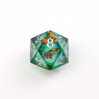 Green foil vàng nhựa tự nhiên nhiều mặt trò chơi máy tính để bàn Dice Border Gate