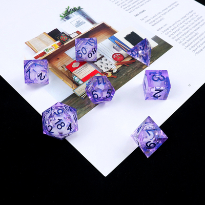 Màu tímBạch chảy cát số trời nhựa nhiều mặt trò chơi xúc xắc bộ Dragon và Dungeon thành phố dnd xúc xắc