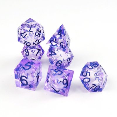 Màu tímBạch chảy cát số trời nhựa nhiều mặt trò chơi xúc xắc bộ Dragon và Dungeon thành phố dnd xúc xắc
