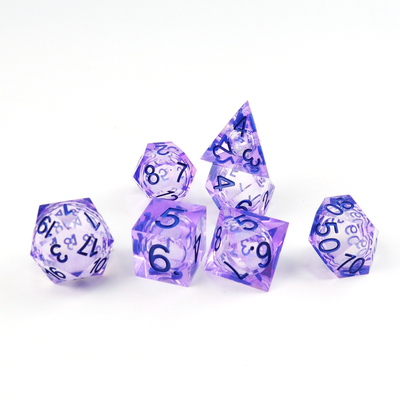 Màu tímBạch chảy cát số trời nhựa nhiều mặt trò chơi xúc xắc bộ Dragon và Dungeon thành phố dnd xúc xắc