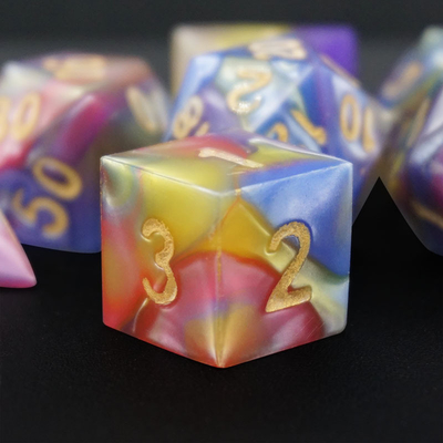 Ba màu sắc của nhựa đá cẩm thạch Rpg Dice với logo phổ quát