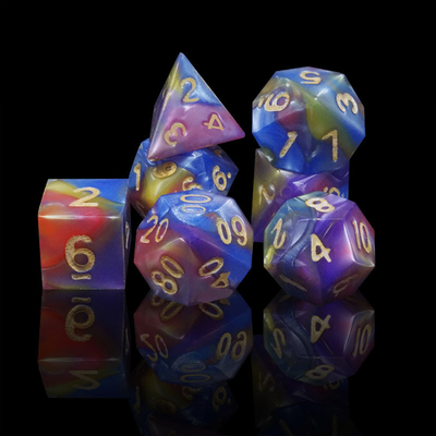 Ba màu sắc của nhựa đá cẩm thạch Rpg Dice với logo phổ quát