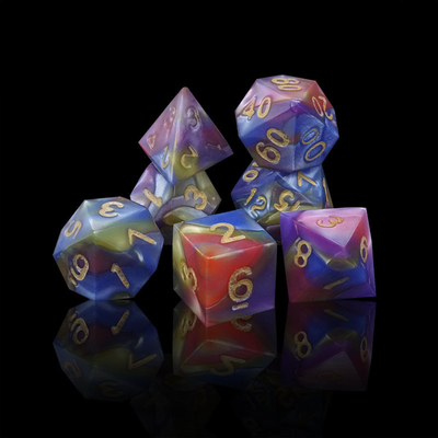 Ba màu sắc của nhựa đá cẩm thạch Rpg Dice với logo phổ quát