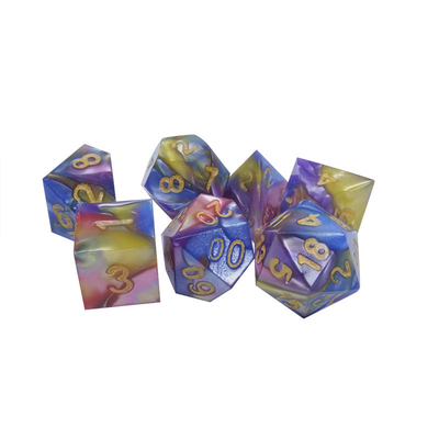 Ba màu sắc của nhựa đá cẩm thạch Rpg Dice với logo phổ quát
